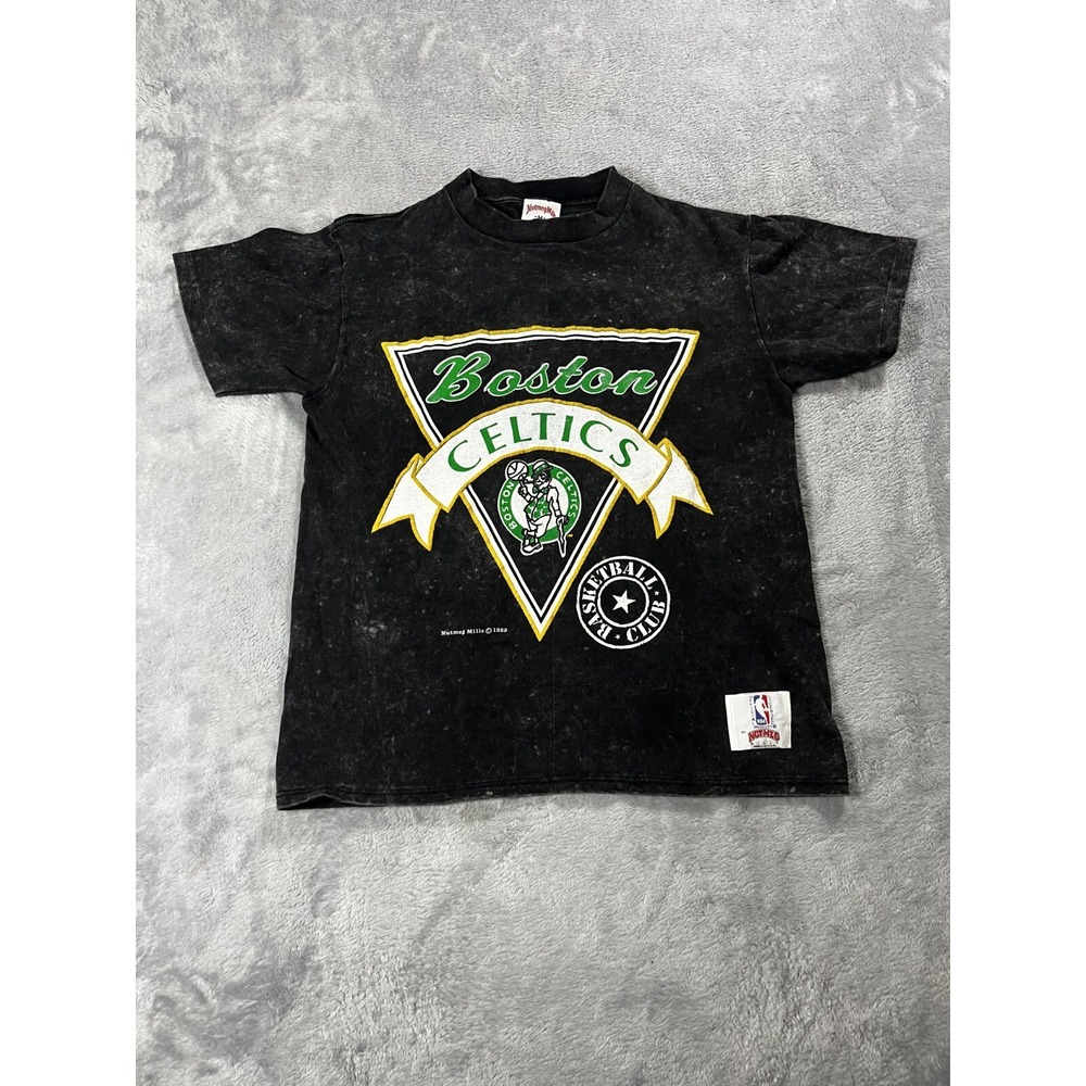 VTG Nutmeg Mills Boston Celtics Black T Shirt Size Medium Made in USA 1988